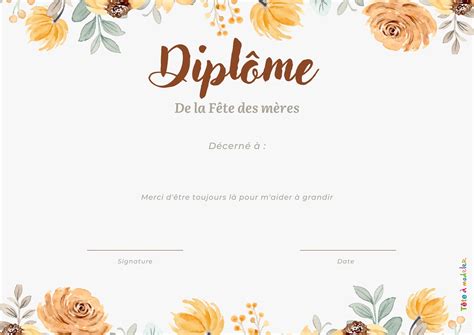 Imprimez le diplôme de la Fête des mères