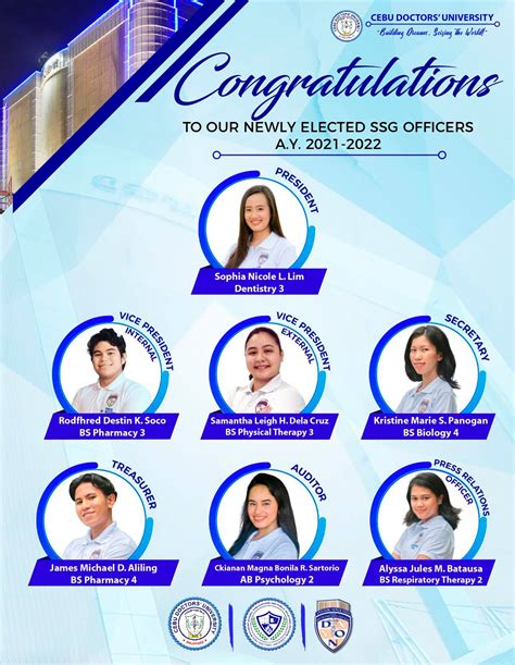 𝐍𝐄𝐖 𝐒𝐄𝐓 𝐎𝐅 𝐒𝐒𝐆 𝐎𝐅𝐅𝐈𝐂𝐄𝐑𝐒 𝐅𝐎𝐑 𝐀𝐘 𝟐𝟎𝟐𝟏 𝟐𝟎𝟐𝟐 Cebu Doctors University