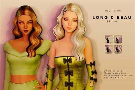 Long And Beautiful Set Liana Daylife Sims Sims Sims Hair Sims 4