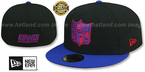 New York Giants THROWBACK NFL SHIELD-BASIC Black-Royal Fitted Hat