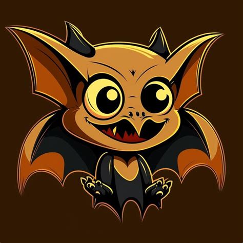 Premium Ai Image Cartoon Bat With Big Eyes And Big Fangs On Brown