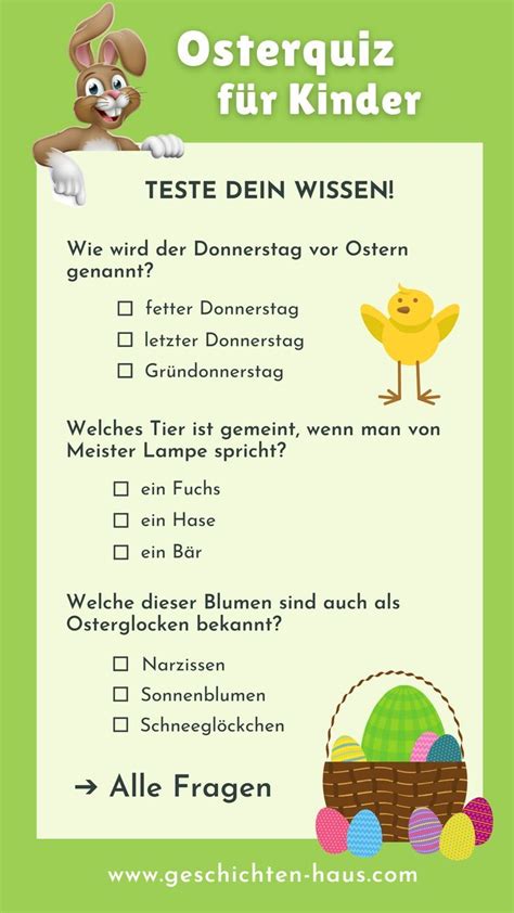 Osterquiz für Kinder Teste dein Wissen