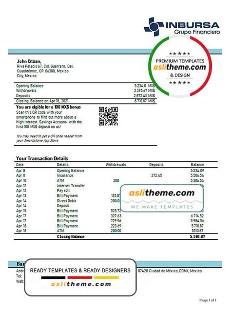 Pin On Bank Statement Psd Template