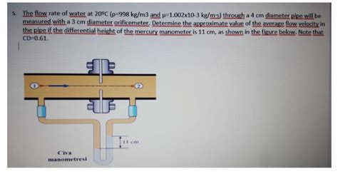 Solved 5 The Flow Rate Of Water At 20°c P 998 Kg M3 And