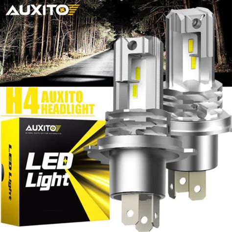 Auxito Pair H4 Headlight Globe Light Led 6500k High Low Beam Bulbs Kit White Ebay