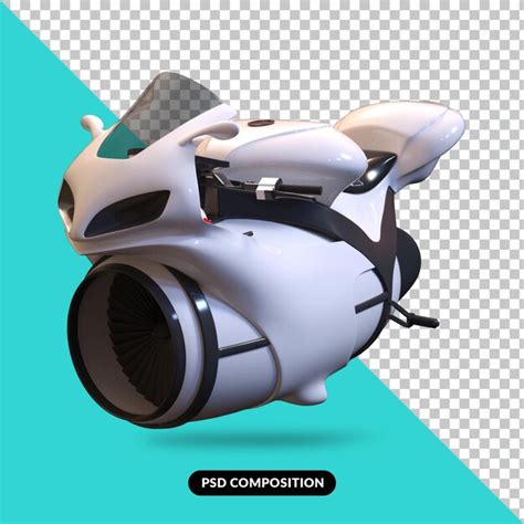 Premium Psd Futuristic Motorcycle Flying Isolated 3d Rendering