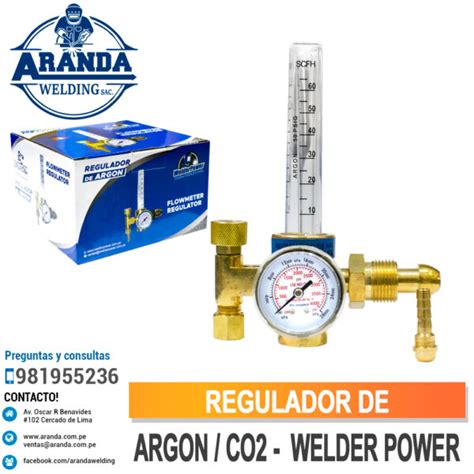 REGULADOR DE ARGON CO2 WELDER POWER ARANDA WELDING Premium