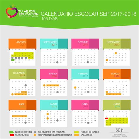 Calendario Oficial Sep 2017 2018 Tres Versiones Tu Mejor Educación