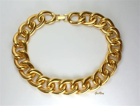 Napier Chain Collar Necklace Gold Plated Vintage Pat Pend Etsy