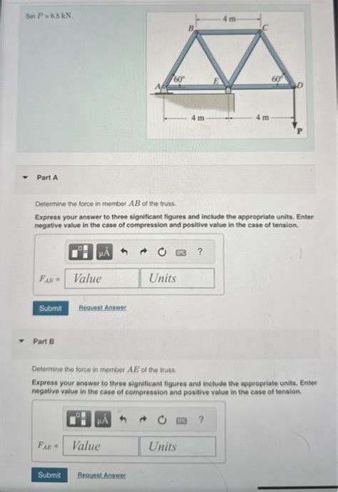 SetP 6 5kN Part A Determine The Force In Member AB Of Chegg