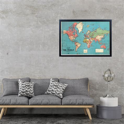 Framed World Map Push Pin Travel Map Wall Art - Etsy