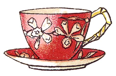 Vintage Image - Pretty Floral Teacup - The Graphics Fairy