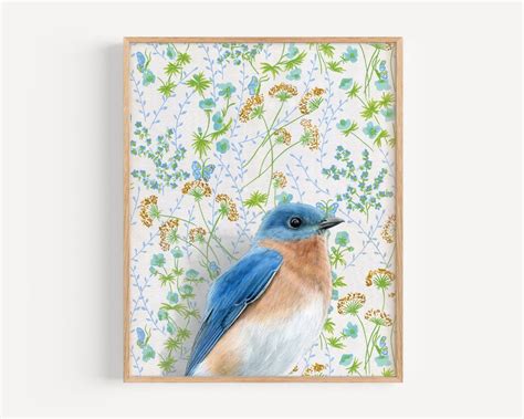 Bluebird Art Print Bird Art, Oil Painting Reproduction, Vintage ...