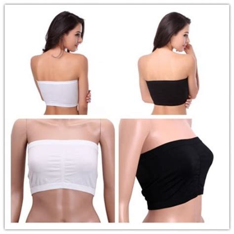 Womens Strapless Padded Bra Bandeau Tube Top Removable Pads Seamless