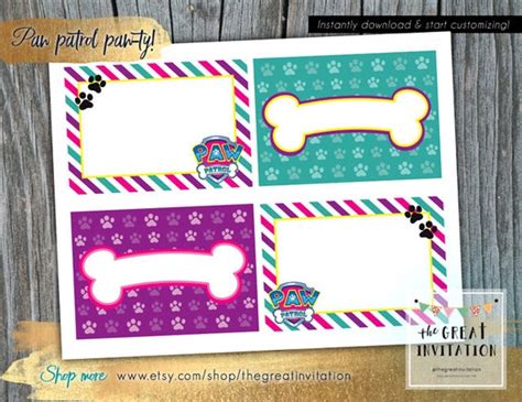 Paw Patrol Food Label / Paw Patrol Birthday Party / Paw Patrol | Etsy