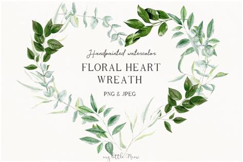 Watercolor Greenery Wreath Clipart Green Florals Leaves Border Clip Art Library