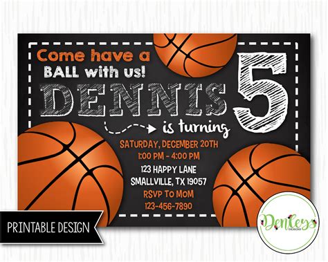 Basketball Printable Invitation Basketball Party Basketball Etsy