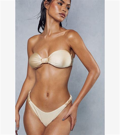 Buy Misspap Bandeau Ruched Front Bikini Set In Gold Thstreet Saudi