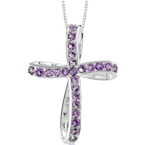 Amethyst Cross Pendant Necklace Sterling Silver 1 25 Carats Amethyst