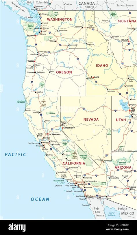 West coast usa map hi-res stock photography and images - Alamy