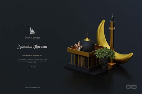 Islamischer Ramadan Grußhintergrund Mit Süßer 3d Moschee Und