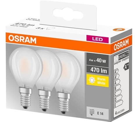 Buy Osram Base Classic P Led Light Bulb E14 Pack Of 3 Free