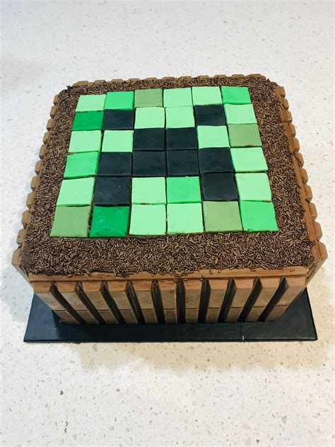 Minecraft Creeper Cake Construction Birthday Cake Creeper Cake Birtday Cake