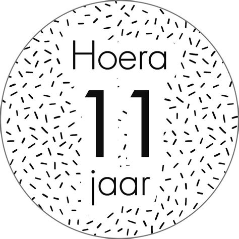 Sluitstickers Hoera 11 Jaar 10x RonaDesign