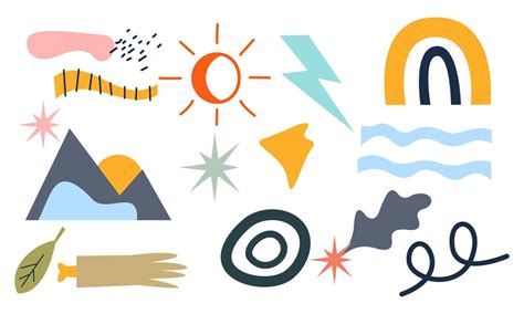 Modern trendy doodle and abstract nature icons vector illustration ...