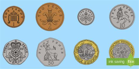 A4 British Coin Cut Outs A4 British Coins British Coins Money Cut