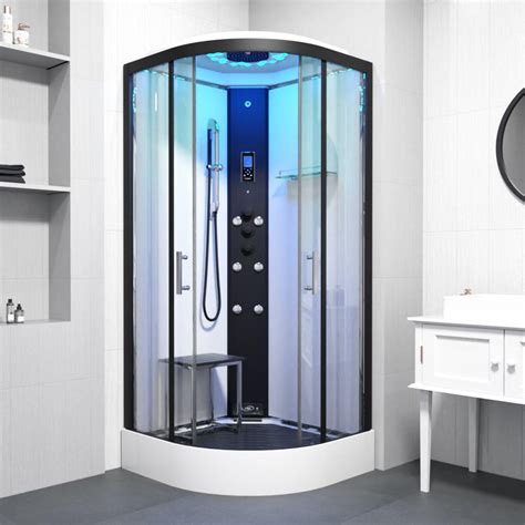 Insignia Monochrome 900mm X 900mm Quadrant Steam Shower Cabin