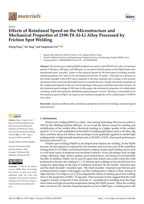 Pdf Effects Of Rotational Speed On The Microstructure And Mechanical