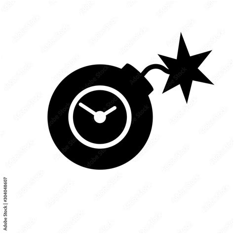 Ticking time bomb silhouette icon. Clipart image isolated on white ...