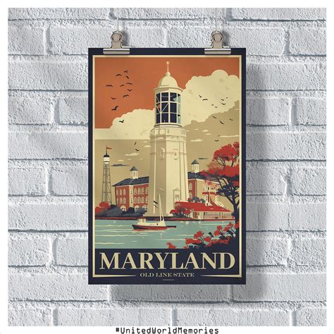 Maryland Travel Poster, Old Line State Poster, Maryland Vintage Poster