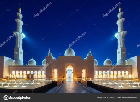 Grand Mosque Abu Dhabi Night United Arab Emirates – Stock Editorial Photo © Patryk_Kosmider ...