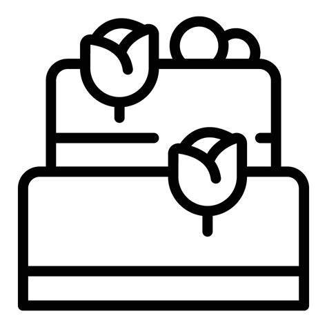 Floral Wedding Cake Icon Outline Vector Bridal Party Dessert 35483705