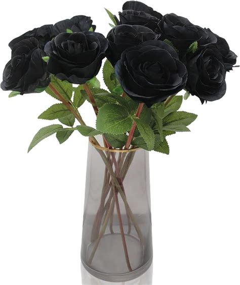 Amazon Hananona Black Artificial Roses For Flower Arrangement 12