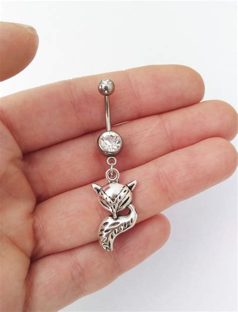 Fox Belly Button Ring Fox Naval Ring Fox Naval Bar Fox Etsy