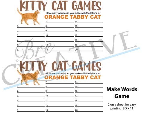 Kitty Cat Themed Party Games, Birthday Party, Digital Download - Etsy