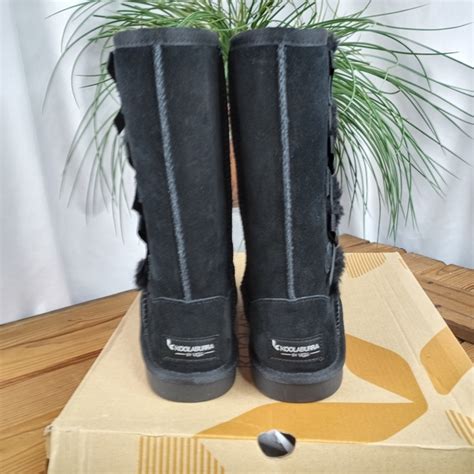 Koolaburra Shoes Nwt Ugg Koolaburra Victoria Tall Black Faux Fur Lined Boots Bow Accents Sz