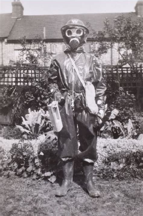 Arp Civil Defence Warden Wearing Full Gas Protection Suit