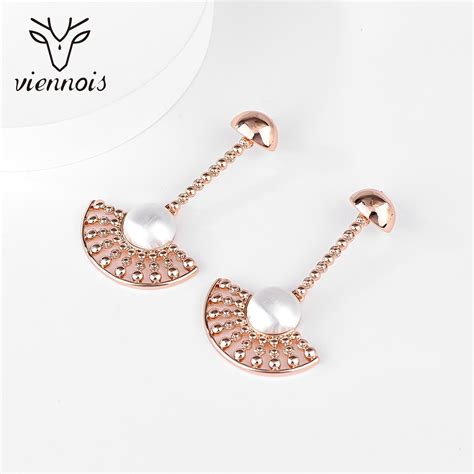 Nickel Free Gold Plated White Dangle Earrings With Easy Return