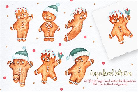 Watercolor Gingerbread Collection By Tanatadesign Thehungryjpeg