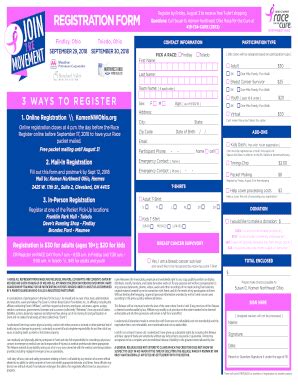 Fillable Online Revised Race For The Cure Registration Form Susan G