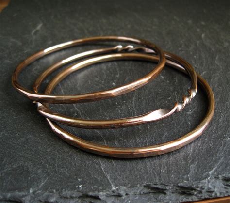 Copper Bangle Bracelets Stacking Bangles Twisted Copper