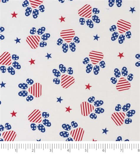 Singer Red And Blue Paw Prints Patriotic Cotton Fabric Joann