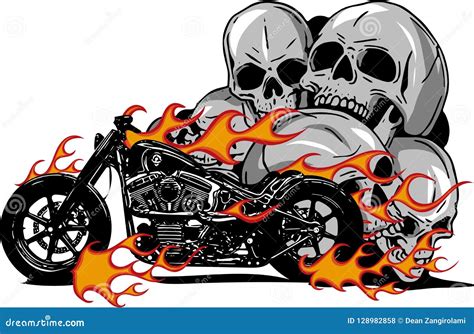 Dramatic Burning Motorcycle Engulfed In Fierce Fiery Orange Flames And