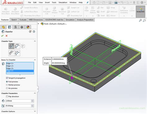 Chamfer SolidWorks Tutorial For Beginners