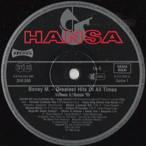 Boney M Greatest Hits Of All Times Remix Volume Ii Vinyl