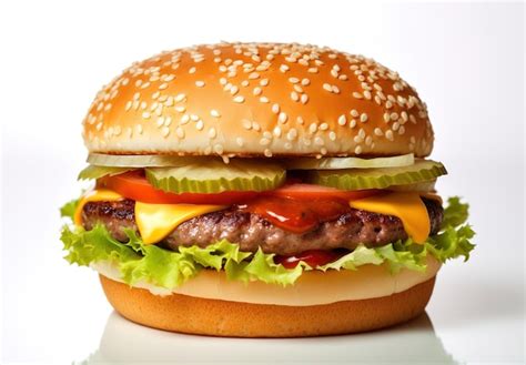 Premium Ai Image Cheeseburger Or Hamberger On A White Background Fast